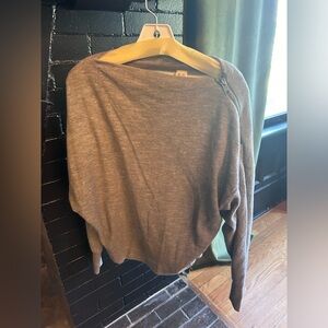 Gently worn asymmetrical sweater one shoulder zip